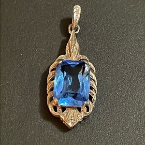 Vintage Art Deco Blue Glass Pendant